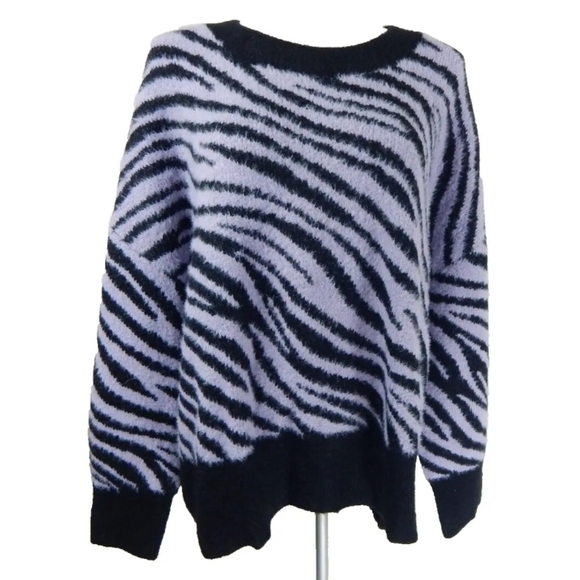 Torrid Purple Zebra Drop Shoulder Sweater - Picture 2 of 4